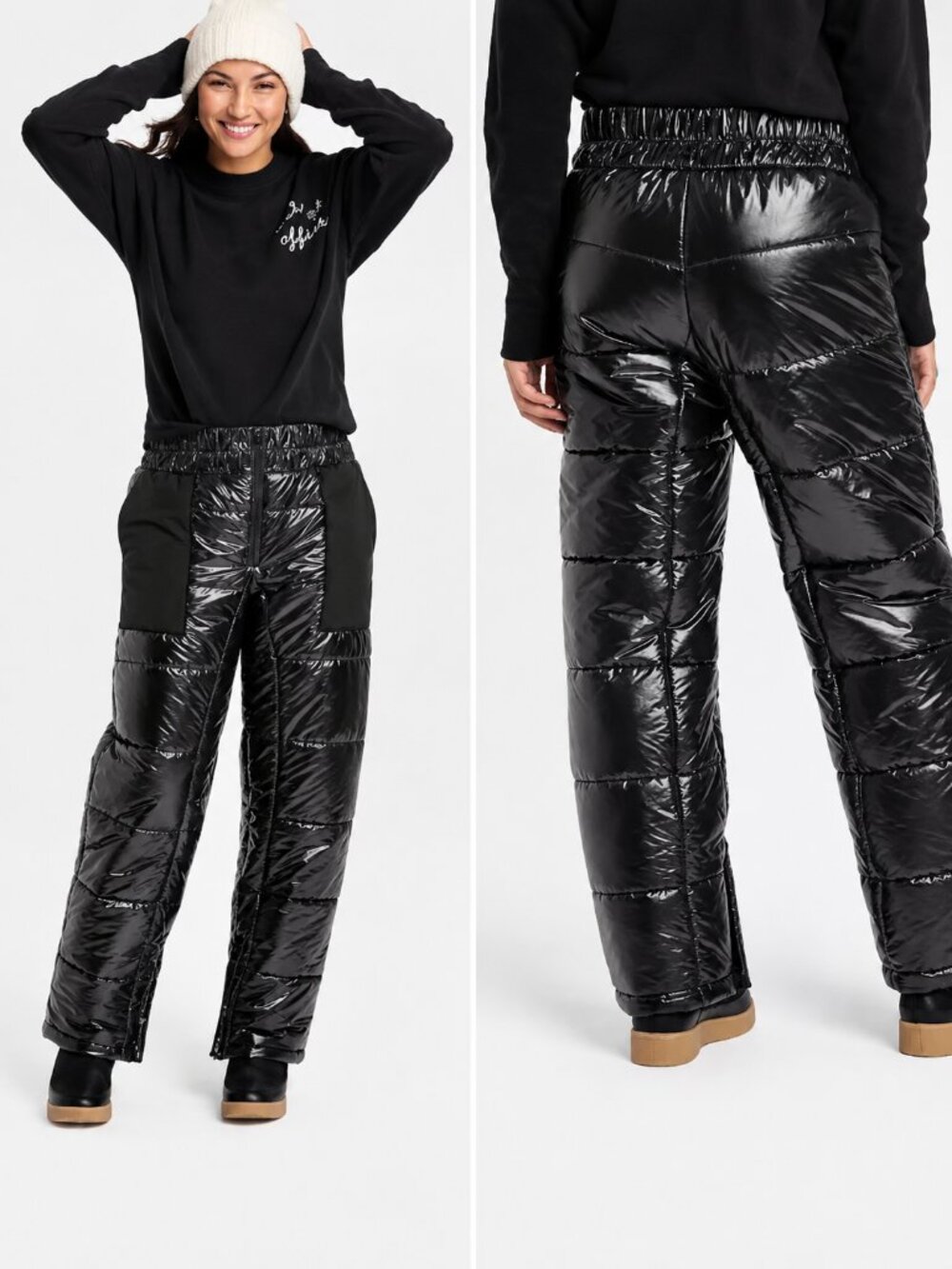 A New Day Black Quilted Snow Pants XS Insulated Winter Ski Pants NWT